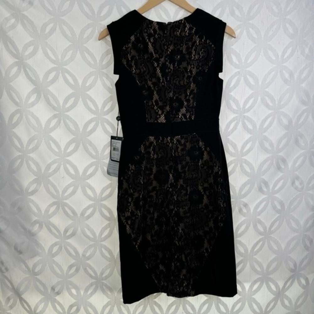 Adrianna Papell Lace Overlay Block Black Sleeveless Sheath Dress Size 4 NWT‎ - Picture 6 of 8